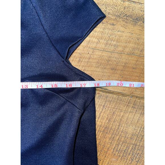 Womens Tommy Hilfiger Navy Metallic Cap Sleeve Fitted Knee Length Zip‎ Dress 8 - Picture 9 of 9
